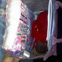 Two large pockets, 1 for my crocheted Hook case containing scissors, etc